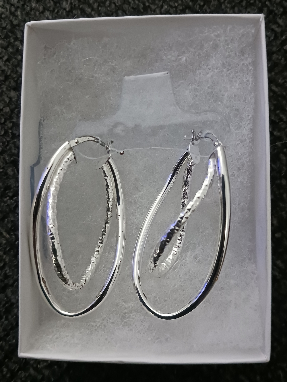 925 Silver Double Hoop Women's Earrings - Elegant Twist Design